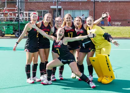 Midfielder Maya Everett (2), Forward Faith Everett (19), Defender Erin Callahan (29), Defender Sarah Walker (17), Midfielder Maia Adamson (6), Goal Keeper Alyssa Klebasko (1), Midfielder/Defender Ava Trexler (7)
Maryland Terrapins Field Hockey vs Northeastern Huskies at Maryland Field Hockey Complex in College Park, MD on Sunday, Nov. 2, 2025.
Kevin Snyder/Maryland Terrapins