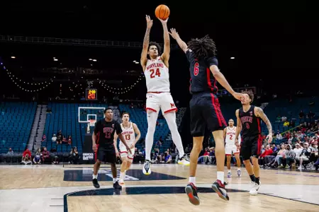 Forward Aleks Alston (24)
Maryland Terrapins Men's Basketball vs UNLV Rebels at Grand Garden Arena at the MGM Grand in Las Vegas, NV on Monday, Nov. 24, 2025.
Kevin Snyder/Maryland Terrapins