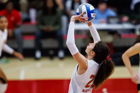 Setter Nikki Tawil (22)
Maryland Terrapins Volleyball vs Oregon Ducks at Stephen M. Schanwald Pavilion at XFINITY Center in College Park, MD on Friday, Nov. 28, 2025.
Allison Mize/Maryland Terrapins