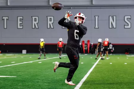 Linebacker Kellen McConnell (53)
Photos from Practice at Indoor Practice Field at Jones-Hill House in College Park, MD on Thursday, Nov. 6, 2025.
Dylan Davies/Maryland Terrapins