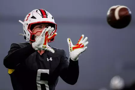 Linebacker Kellen McConnell (53)
Photos from Practice at Indoor Practice Field at Jones-Hill House in College Park, MD on Thursday, Nov. 6, 2025.
Dylan Davies/Maryland Terrapins