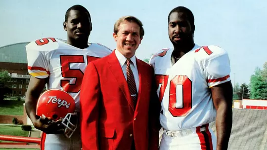 1984 Team Captains with Head Coach Bobby Ross - Eric Wilson and Kevin Glover
