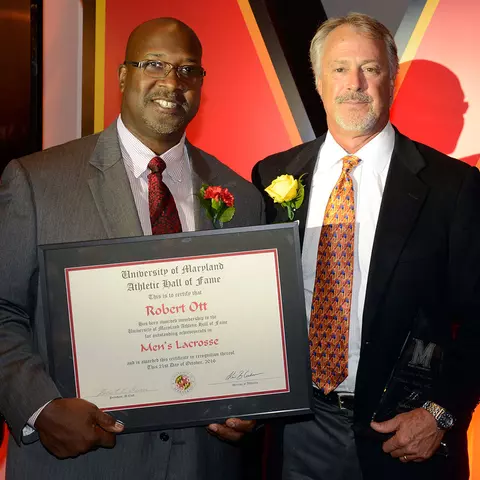 Kevin Glover and Bob Ott at the 2016 Maryland Athletics Hall of Fame Induction