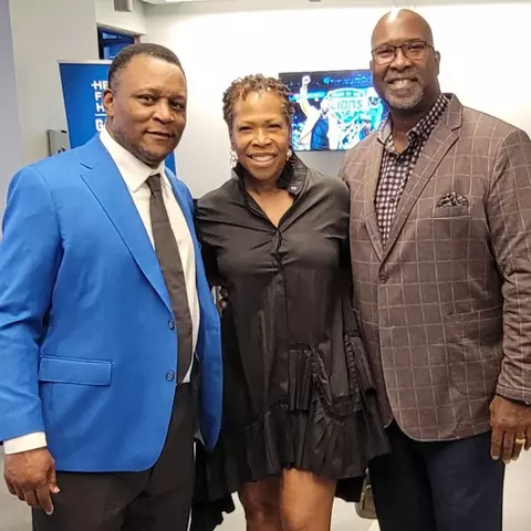 Barry Sanders with Kevin Glover and his wife