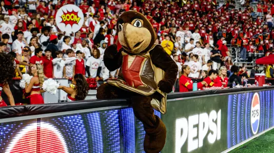 Theme Game photo - Testudo in student section 2024 USC win