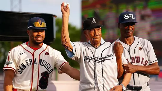 LaMonte Wade Jr. at the MLB at Rickwood game in 2024