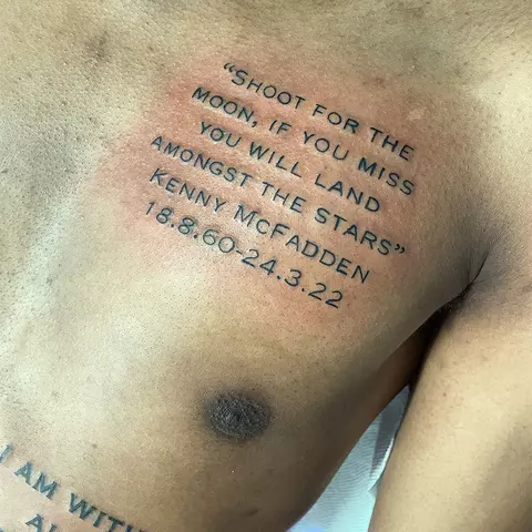 Tafara Gapare's tattoo
