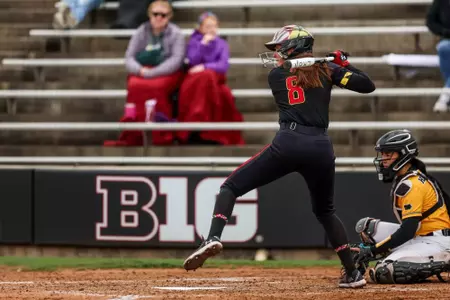 Utility Mariah Penta (8)
Maryland Softball vs. Iowa in Game 1 at the Softball Stadium in College Park, MD on Saturday, April 12, 2025.
Dylan Davies/Maryland Athletics