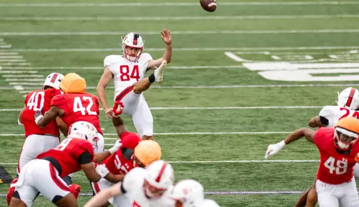 Punter Philip Noyes (84)
Maryland Football during a spring scrimmage at Secu Stadium in College Park, MD on Saturday, Apr. 19, 2025.
Mackenzie Miles/Maryland Terrapins