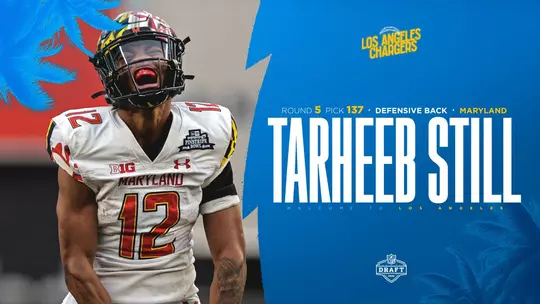 Tarheeb Still Draft Graphic from the Los Angeles Chargers