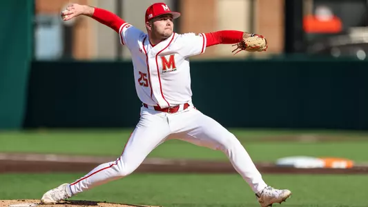 Pitcher Ryan Bailey (25)
Maryland Baseball vs. Mount St. Mary’s at Bob “Turtle” Smith Stadium in College Park, MD on Wednesday, March 12, 2025.
Dylan Davies/Maryland Athletics