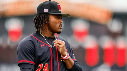Right Handed Pitcher James Gladden (24)
Maryland Baseball vs. #15 Oregon in Game 1 of the Series at Bob "Turtle" Smith Stadium in College Park, MD on Saturday April 12, 2025.
Allison Mize/Maryland Terrapins