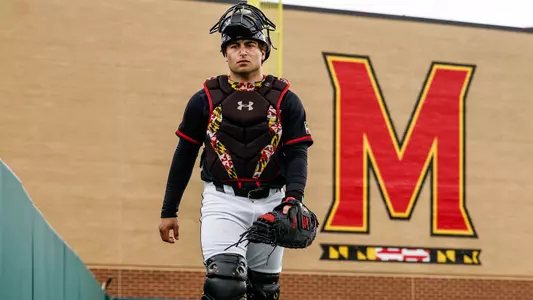 Catcher Aidan Driscoll (37)
Maryland Baseball vs. #15 Oregon in Game 1 of the Series at Bob "Turtle" Smith Stadium in College Park, MD on Saturday April 12, 2025.
Allison Mize/Maryland Terrapins