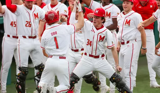 Infielder Jacob Orr (1), Catcher Jake Morgan (34)
Maryland Baseball vs. Towson at Stanley Bobb Performance Center in College Park, MD on Tuesday, Apr. 22, 2025. Ashley Ray/Maryland Terrapins