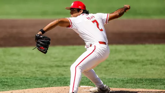 Right Hand Pitcher Andrew Koshy (2)
Maryland Baseball vs. Nebraska Game 3 at The Bob “Turtle” Smith Stadium in College Park, MD on Sunday, April 27, 2025.
Rose Fernandes/ Maryland Athletics