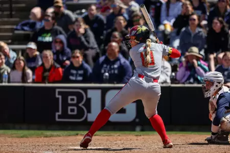 Outfielder Gracie Wilson (10)
Maryland Softball during game 3 against Penn State at The Softball Stadium in College Park, MD on Sunday, Apr. 27, 2025.
Dylan Davies/Maryland Terrapins