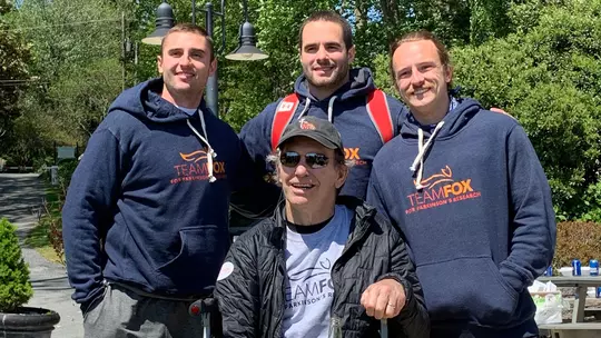 Nick Manis and his friends with his uncle Brian Adam