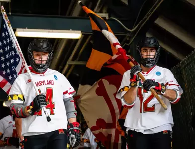 Attacker Charlie Koras (14), Attacker Finn Hauhuth (12)
(2) Maryland Men's Lacrosse vs. Georgetown in the Quarterfinals of the NCAA Tournament at the Navy-Marine Corps Memorial Stadium in Annapolis, MD on Sunday May 18, 2025.
Allison Mize/Maryland Terrapins