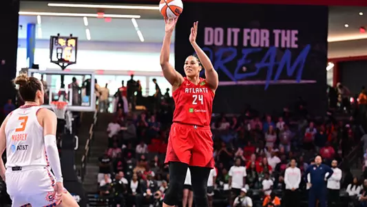 Brionna Jones shoots for the Atlanta Dream