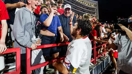Logan McNaney with Maryland fans