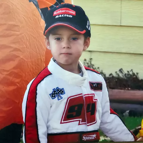 Logan McNaney as a racer in his youth