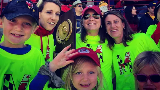 Megan Kelly with her teammates and family at the 20th anniversary of the 1999 Field Hockey NCAA Championship