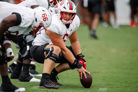 Offensive Line Michael Hershey (61)
Photos from Fall Camp Practice at Jones-Hill House in College Park, MD on Friday, Aug. 1, 2025.
Mackenzie Miles/Maryland Terrapins