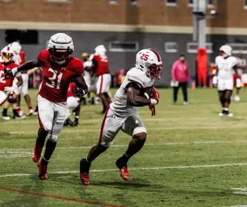 Defensive Back Ricardo Cooper Jr. (26)
Photos from Fall Camp Practice at Jones-Hill House in College Park, MD on Tuesday, Aug. 12, 2025.
Mackenzie Miles/Maryland Terrapins