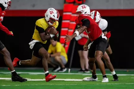 Quarterback Jackson Hamilton (15)
Maryland Football during Fall camp practice at Jones-Hill House in College Park, MD on Wednesday, Aug. 13, 2025.
Dylan Davies/Maryland Terrapins