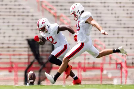 Punter Philip Noyes (43)
Photos from Fall Camp Scrimmage at SECU Stadium in College Park, MD on Saturday, Aug. 16, 2025.
Grayson Belanger/Maryland Terrapins
