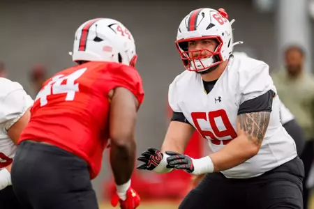 Offensive Line Logan Bennett (69)
Maryland Football during Fall camp practice at Jones-Hill House in College Park, MD on Wednesday, Aug. 20, 2025.
Dylan Davies/Maryland Terrapins