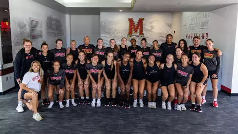 Audra Esper with the Maryland women's soccer team in 2025