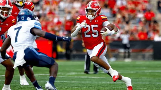 Running Back Nolan Ray (25)
Maryland Football vs. Villanova at SECU Stadium in College Park, MD on Saturday, Sep. 21, 2024.
Ashley Ray/Maryland Terrapins