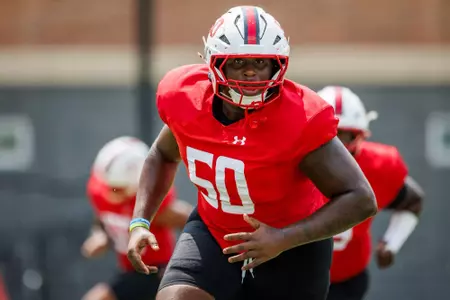 Defensive Line EJ Moore Jr. (50)
Maryland Football during Fall camp practice at Jones-Hill House in College Park, MD on Thursday, Aug. 7, 2025.
Dylan Davies/Maryland Terrapins