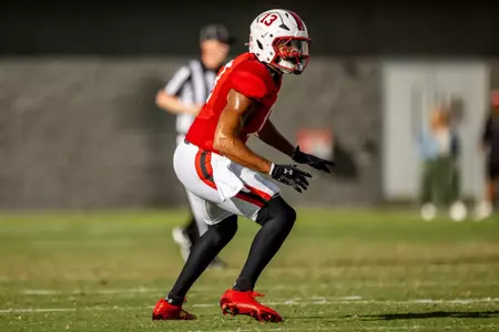 Defensive Back Lavain Scruggs (13)
Photos from Practice at Jones-Hill House Outdoor Practice Field in College Park, MD on Tuesday, Sep. 9, 2025.
Dylan Davies/Maryland Terrapins