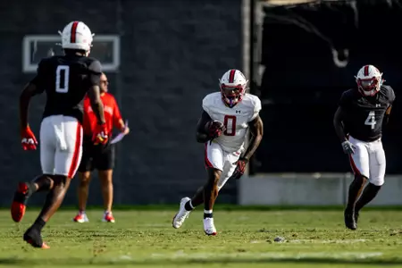Running Back DeJuan Williams (0)
Photos from Practice at Jones-Hill House Outdoor Practice Field in College Park, MD on Tuesday, Sep. 9, 2025.
Dylan Davies/Maryland Terrapins