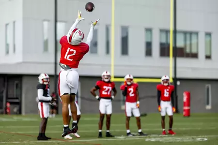 Defensive Back Jayden Shipps (12)
Photos from Practice at Jones-Hill House Outdoor Practice Field in College Park, MD on Tuesday, Sep. 9, 2025.
Dylan Davies/Maryland Terrapins