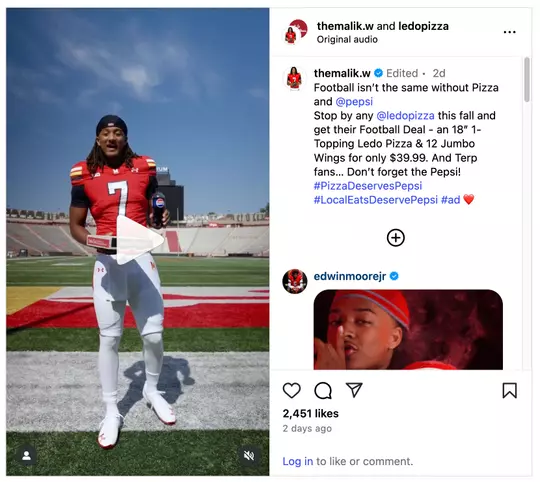 Malik Washington Ledo's Deal Instagram Post