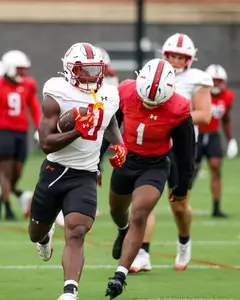 Running Back DeJuan Williams (0)
Photos from Practice at Jones-Hill House Outdoor Practice Fields in College Park, MD on Monday, Sep. 29, 2025.
Mackenzie Miles/Maryland Terrapins