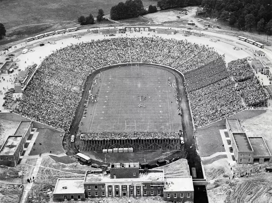 The first game at then-Byrd Stadium on Sept. 30, 1950 against Navy.