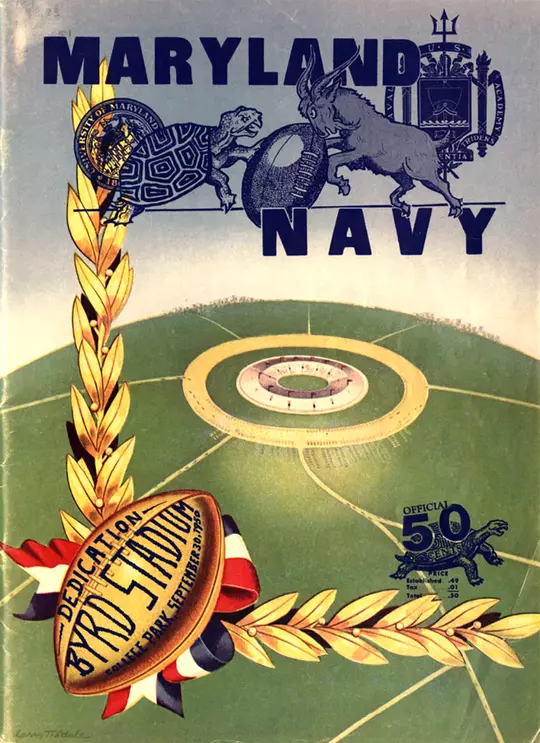 Game program from the dedication game for then-Byrd Stadium on Sept. 30, 1950 against Navy.