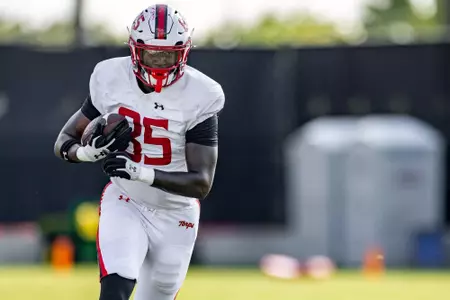 Tight End JT Taggart (85)
Photos from Practice at Jones-Hill House Outdoor Practice Field in College Park, MD on Tuesday, Sep. 9, 2025.
Dylan Davies/Maryland Terrapins
