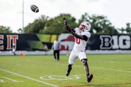 Wide Receiver Zymear Smith (10)
Photos from Practice at Jones-Hill House Outdoor Practice Field in College Park, MD on Tuesday, Sep. 9, 2025.
Dylan Davies/Maryland Terrapins