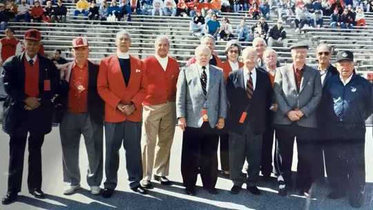 Fred Frederick with the Terrapin Club board at a Maryland football game in the 1970s.