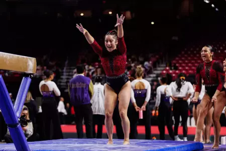 Emily DeFrees
Maryland Terrapins Women's Gymnastics vs Washington Huskies at Xfinity Center in College Park, MD on Saturday, Jan. 17, 2026.
Rose Fernandes/Maryland Terrapins