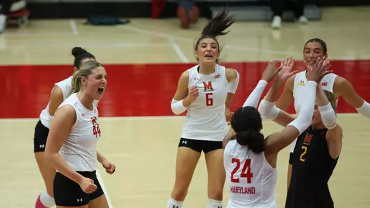 Maryland celebrates a point against Northwestern