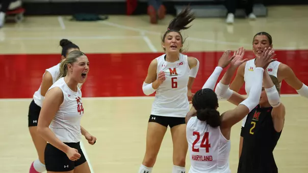 Maryland celebrates a point against Northwestern