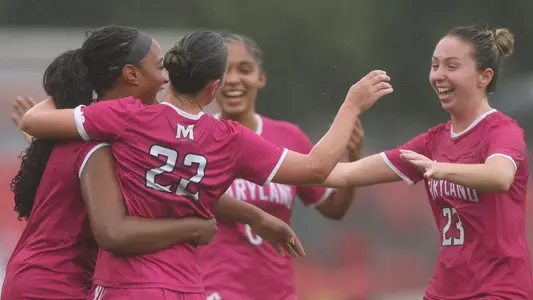 Maryland celebrates a goal against Northwestern