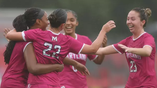 Maryland celebrates a goal against Northwestern