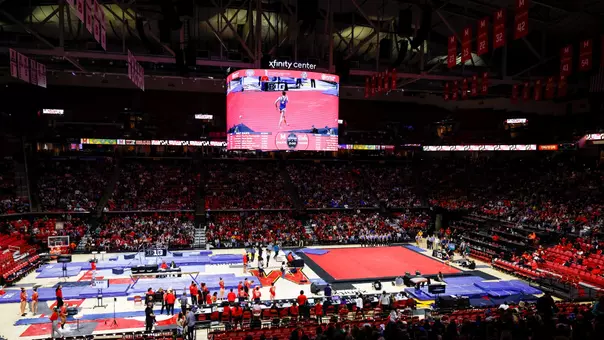 Xfinity Center during Gymnastics sheets wide shot